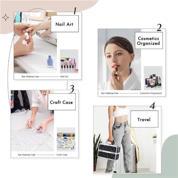 Makeup Train Case Portable Cosmetic Box 2 Trays with Mirror Lockable for Makeup - Picture 2 of 6